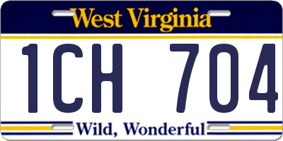 WV license plate 1CH704