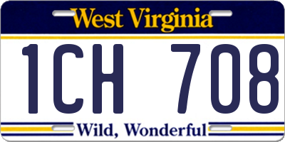 WV license plate 1CH708