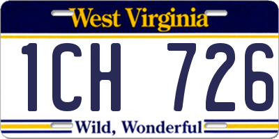 WV license plate 1CH726