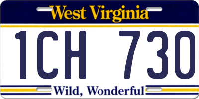 WV license plate 1CH730