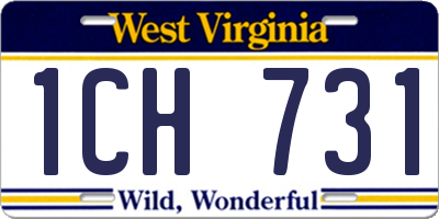 WV license plate 1CH731