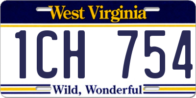 WV license plate 1CH754