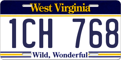 WV license plate 1CH768
