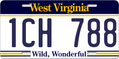 WV license plate 1CH788