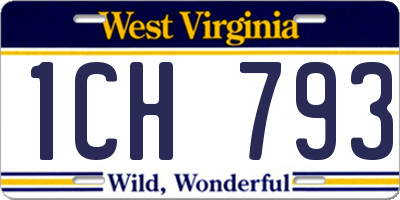 WV license plate 1CH793