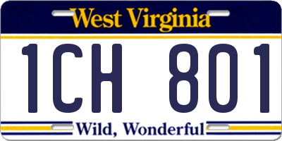 WV license plate 1CH801