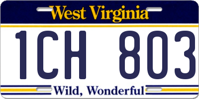 WV license plate 1CH803
