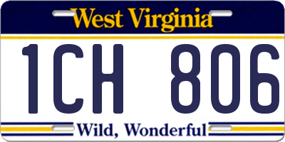 WV license plate 1CH806