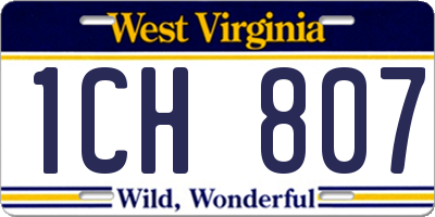 WV license plate 1CH807