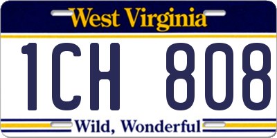 WV license plate 1CH808