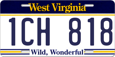 WV license plate 1CH818