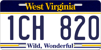 WV license plate 1CH820