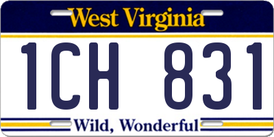 WV license plate 1CH831