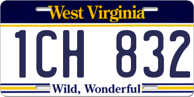 WV license plate 1CH832