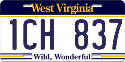WV license plate 1CH837