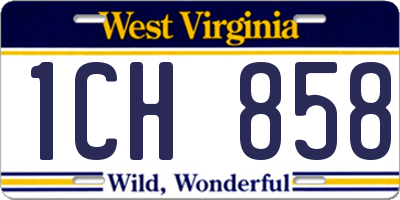 WV license plate 1CH858