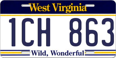 WV license plate 1CH863