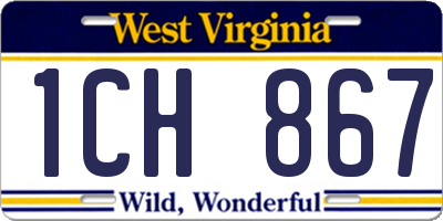 WV license plate 1CH867