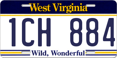 WV license plate 1CH884