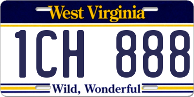 WV license plate 1CH888