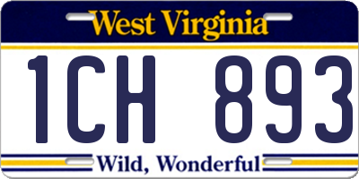 WV license plate 1CH893