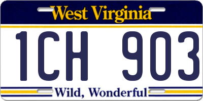WV license plate 1CH903