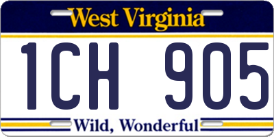WV license plate 1CH905