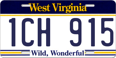 WV license plate 1CH915