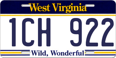 WV license plate 1CH922