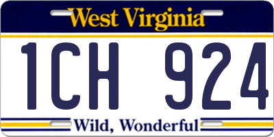 WV license plate 1CH924
