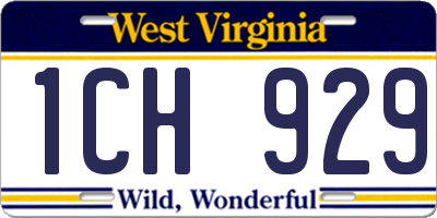 WV license plate 1CH929