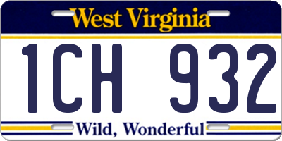 WV license plate 1CH932