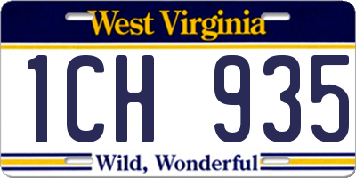 WV license plate 1CH935