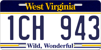 WV license plate 1CH943