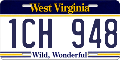 WV license plate 1CH948