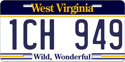 WV license plate 1CH949