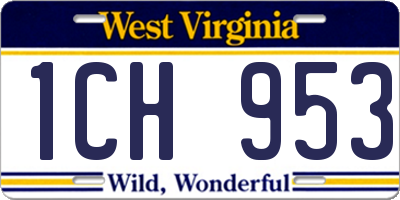 WV license plate 1CH953