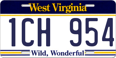 WV license plate 1CH954