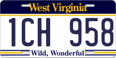 WV license plate 1CH958