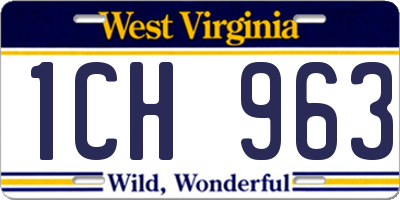 WV license plate 1CH963