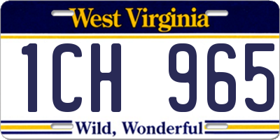 WV license plate 1CH965