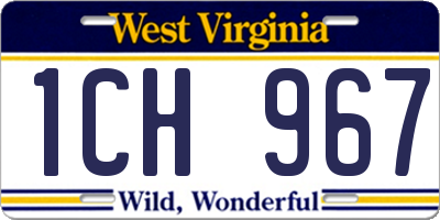WV license plate 1CH967
