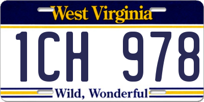 WV license plate 1CH978