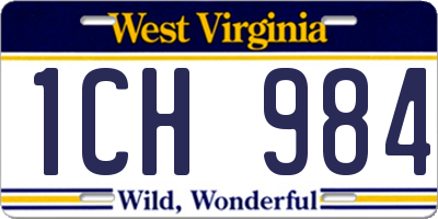 WV license plate 1CH984