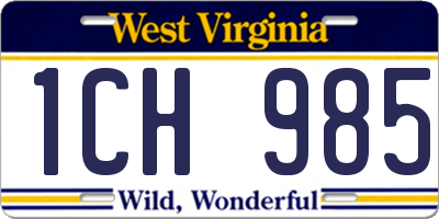 WV license plate 1CH985