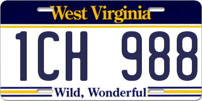 WV license plate 1CH988