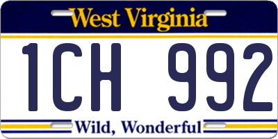 WV license plate 1CH992