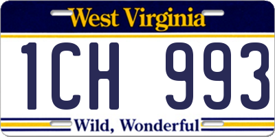 WV license plate 1CH993