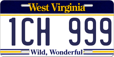 WV license plate 1CH999