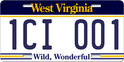 WV license plate 1CI001